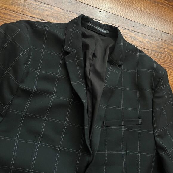 H&M Men's 42R Black Plaid Skinny Fit Two Button Blazer Jacket Sport Coat - Picture 2 of 11